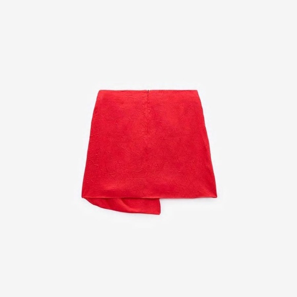 Zara Knotted Satin Skirt in Coral (XS) - Picture 3 of 9